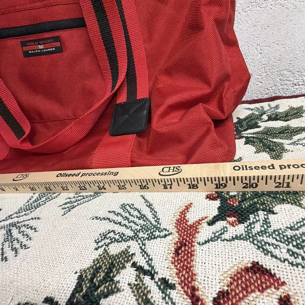 Vintage Polo Sport Ralph Lauren Red Duffel Gym Travel Bag USA 1990s
